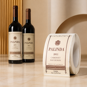 Etiqueta Autoadhesiva de Vinilo para Botellas de Vino, Impresión Personalizada, Resistente al Agua, con Estampado en Dorado y Textura en Rollo - Product Image 1