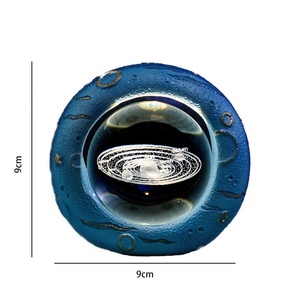 Lampe de nuit en cristal gravé 3D avec base en résine bleue, lampe de bureau LED USB, décoration moderne pour salon, cadeau pour la maison - Product Image 2