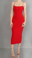 Vestido maxi ajustado de mujer con cuello cuadrado acanalado para fiesta de otoño