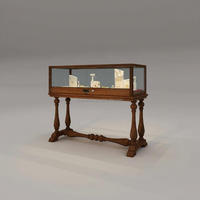 Présentoir de Comptoir Vintage en Bois pour Bijoux, Vitrine Sécurisée en Verre avec Pieds Tournés et Doublure en Velours pour Magasins de Luxe