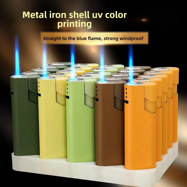 Explosion-proof, Durable, Windproof, Affordable Blue Flame Jet Lighter, Refillable, Thickened Metal and Minimalist Design