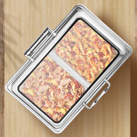 Ensemble de buffet de luxe en or rose 6L 9L en acier inoxydable, chauffe-plat électrique de forme rectangulaire