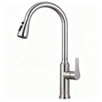 Robinet de cuisine avec bec flexible et bec col de cygne à arc élevé, mitigeur monocommande chaud/froid pour hôtels
