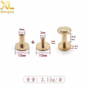 Tornillo Chicago de latón macizo y cobre, remache de unión con cabeza redonda para artesanía en cuero, carteras, bolsos, correas de cinturón y libros - Product Image 5
