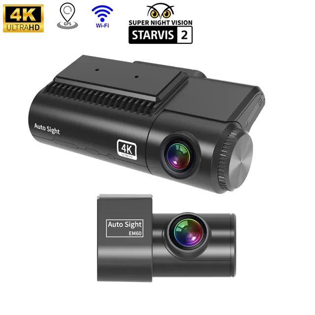 داش كام 4K ذات لوحة معلومات كاميرا سيارة ذات لوحة معلومات كاميرا أمامية وخلفية باللون الأسود بدقة 4K ستار فيز 2 لتسجيل dvr للسيارة
