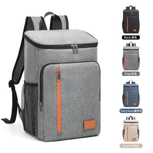 Large Capacity Insulated <b>Backpack</b> Picnic Bag Oxford Cloth Cooler Outdoor Lunch Bag Gray Orange Zipper - Product Image 1