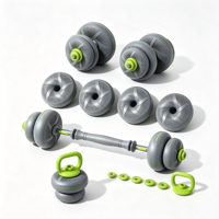 Ensemble d'haltères souples réglables 3-en-1, barre de musculation et kettlebell convertibles, capacité 40 kg, rempli de sable de fer, anti-collision