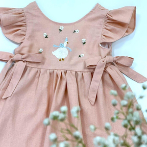 Vestido de Verano Personalizado de Lujo Clásico para Perros, con Bordado de Ganso Estúpido y Margaritas, en Algodón Suave - Product Image 2