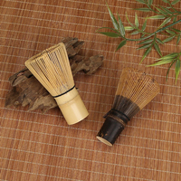 Fouet à Matcha en Bambou Noir Prêt à Expédier 80/100/120 Dents, Kit de Démarrage Matcha en Céramique avec Fouet en Bambou et Coffret Cadeau