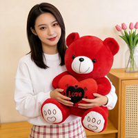 Boneka Beruang Merah Lucu dengan Hati Cinta - Hadiah Sempurna untuk Hari Valentine
