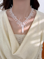 Collier à breloques en quartz pour femme - Cadeau classique pour mariage et fête - Bijoux Aquastone AS019