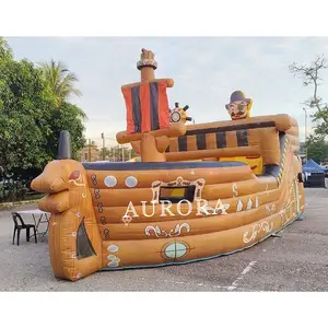 Commercial customized kids outdoor inflatable pirate ship bouncer amusement rides pirate boat bounce house castle jumper