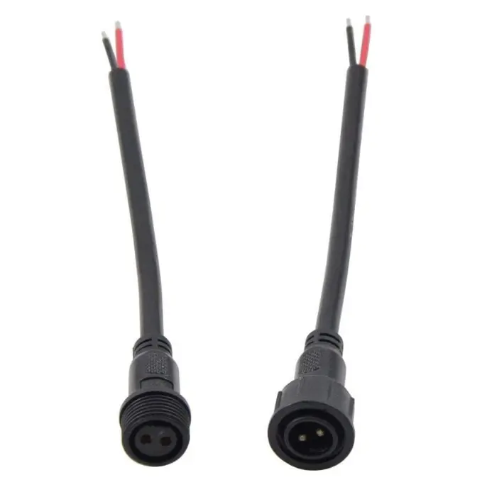 22mm Nut 2-Pin Black Electrical Connector LED Connector for LED Lights 20cm Extension Cable 40cm/Pair 2x0.75mm2