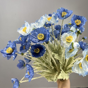 <span class=keywords><strong>Fleurs</strong></span> artificielles de pavot en flocage, style pastoral, pour décoration intérieure, mariage, extérieur et accessoires de photographie - Product Image 4