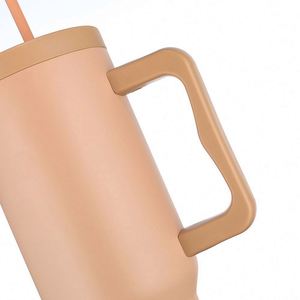 Eco-Friendly Custom 40oz Stainless Steel Modern Tumbler Reusable Travel Coffee <b>Mug</b> 12-24hr Thermal Vacuum Insulated Handle Straw - Product Image 4