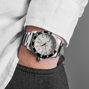 Montres pour hommes, montre de plongée 41 mm, bracelet en acier inoxydable argenté, résistante à l'eau jusqu'à 60 ATM, montre-bracelet classique - Product Image 5