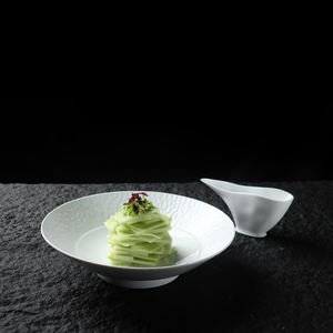 Pioneer Craftsman Ustensiles de cuisine Salade Plats froids Blanc Porcelaine Bambou Chapeau Bols à pieds 10 Pouces Labyrinthe Haute Utilisation <span class=keywords><strong>Camping</strong></span> - Product Image 2