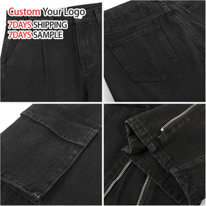 Wholesale High Quality <b>Light</b> Mid Casual Fashion Denim Jeans Pants Vintage Streetwear Black Custom Designer <b>Trouser</b> Baggy Cargo - Product Image 6
