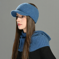 Jxwatcher Ensemble 2 pièces : Balaclava en cachemire doux tricoté avec cordon de serrage et Casquette de baseball personnalisée motif crâne pour femme, idéal pour l'hiver