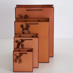 Elegant Classic Kraft Paper Bow Decor Gift <b>Bags</b> Thick Retail Hand <b>Bags</b> for Jewelry Apparel Cosmetic Stores - Product Image 6
