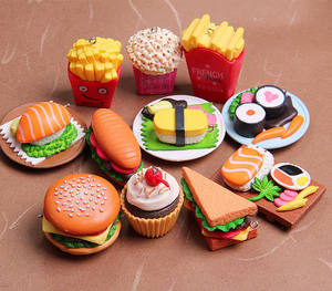Nouveaux pendentifs japonais miniatures mignons et écologiques en forme de sashimi, de frites et de hamburger, accessoires de bijoux DIY populaires - Product Image 5