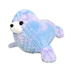 Precio de fábrica, muñeco de Animales Marinos de dibujos animados, juguetes de peluche, sello colorido, León marino, ballena, almohada para niñas