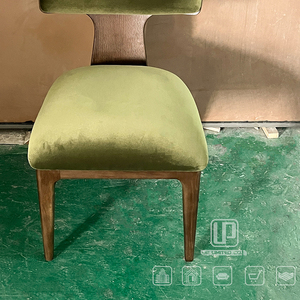 Venta Directa de Fábrica, Sillas con Cojín de Terciopelo Verde, Estructura de Madera Marrón, Silla Individual Curva para Sala de Estar, Silla de Terciopelo Verde - Product Image 6