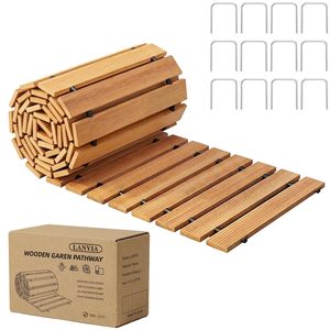Planchas de Madera Entrelazadas para Caminos de Jardín, Antideslizantes, para Exteriores, Patio, Césped, Camino Rectangular, Diseño Contemporáneo - Product Image 3