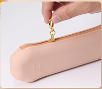 Pochette pour pinceaux de maquillage en silicone avec porte-clés, fermeture éclair, étanche, portable, organiseur de cosmétiques de voyage, logo personnalisé disponible