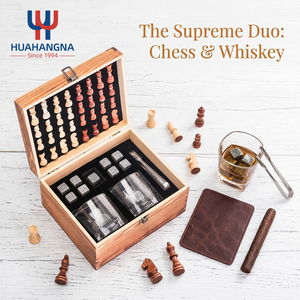 Verre à whisky carré moderne de 9 oz avec logo personnalisé et <span class=keywords><strong>jeu</strong></span> <span class=keywords><strong>d</strong></span>'échecs avec pierres à whisky dans une boîte en bois pour la fête des pères, cadeau <span class=keywords><strong>d</strong></span>'anniversaire pour homme - Product Image 2