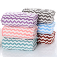 Ensemble de serviettes absorbantes en molleton corail à rayures colorées, tricotées en warp, pour le visage et le bain, idéal pour les salons de coiffure, YVJIN-1, vente en gros