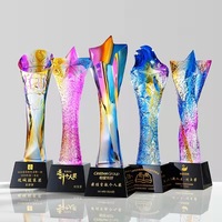 Couleurs personnalisées Glaze Star Pillar Trophy Glaze Star Award Trophy avec MH-NJ0596 de base noire