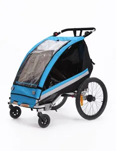 En15918 En1888 Aluminium Kinderfietsaanhangwagen En Kinderwagen 2 In 1 Opvouwbaar Transport Babydrager Tweeling BT-518