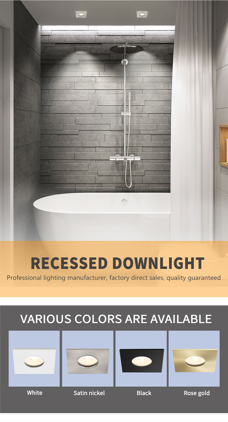 IP65 Black White Bathroom Ceiling Spotlights AC 220 - 240V Cri90 RoHS Approved