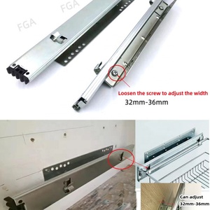 Glissières de tiroir à roulement à billes en acier de 45 mm pour armoire de cuisine, à fermeture douce, pliables en 3 sections, à montage latéral - Product Image 4