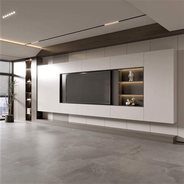 Modern Minimalist Wood TV Stand Eco-Friendly Design Durable Construction Floor Mount Installation for 65"+ TVs Living Room