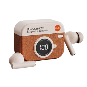 Écouteurs sans Fil TWS Q86 Rétro en Cuir, Forme d'Appareil Photo, Audionic HIFI Stéréo avec Réduction du Bruit - Product Image 1