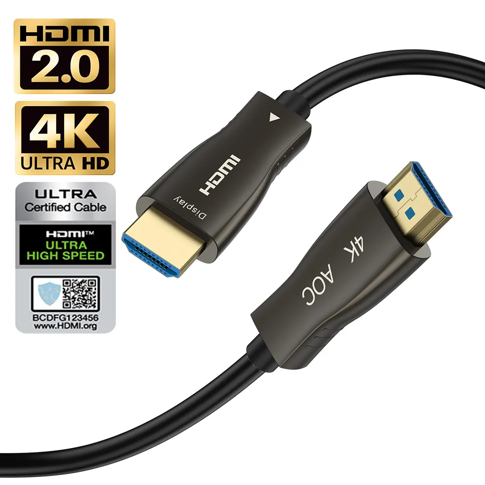 4K High Resolution 10M 20M 30M 50M 100M HDMI 2.0 Fiber Optic Cable 18Gbps Support VRR eARC Thin Slim AOC HDMI Cable