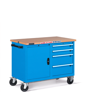 Fami Mobile Workbench With 30 Mm Multiplex Top 4 <b>Drawers</b> Blue Ral5012 <b>Tool</b> Cabinet - Product Image 3