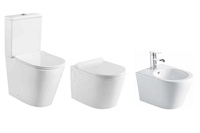 WC monobloc moderne blanc à double chasse, cuvette allongée en céramique avec siphon intégré pour projets de construction