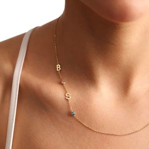 Collane di prima lettera in acciaio inossidabile su misura per il mese di compleanno <span class=keywords><strong>pietre</strong></span> per la festa della mamma collane con <span class=keywords><strong>nome</strong></span> personalizzate - Product Image 6