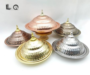 Exquisite Luxury Round Stainless Steel Hotel <strong>Buffet</strong> Dinner Dish Food Plate Restaurant Serving <strong>Tray</strong> <strong>With</strong> <strong>Lid</strong> - Product Image 1