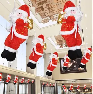 Santa Claus Climbing On Rope Santa Christmas Decoration Plush Dolls Toys Christmas Tree Hanging Decor Ornament 2023 New Year