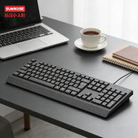 Sunrose T35 Kualitas Baik USB Berkabel Membran Baru 104 Tombol Ukuran Penuh Sangat Tipis Tingkatkan dan Mainkan Keyboard Profil