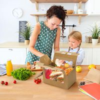 Grande boîte à pignon en papier kraft avec fenêtre, boîte à friandises pour fête, boîtes cadeaux avec poignée, boîtes à repas à emporter pour anniversaire