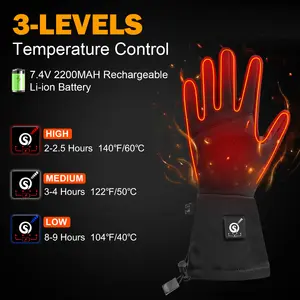 Özel su geçirmez termal kış şarj edilebilir pil ısıtma eldiven dokunmatik ekran diğer spor yarış elektrikli ısıtmalı kayak eldivenleri