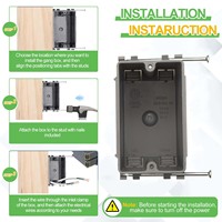 Boîtier de jonction électrique simple en PVC gris BAREP ETLus 1-Gang avec plaque de couverture pour interrupteur et prise
