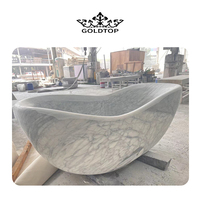 Goldtop Luxury Decor Salle de bain Baignoires autoportantes sculptées à la main Style occidental Baignoire en pierre naturelle Baignoire en marbre blanc