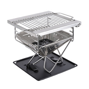 Barbecue pliant en acier inoxydable, mini poêle à bois portable, appareil de chauffage pour camping en extérieur - Product Image 1