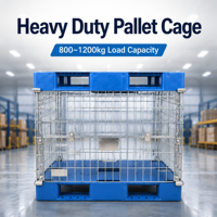 Cage de stockage en treillis métallique galvanisé entièrement soudé, empilable et démontable, pour palettes, robuste, pour entrepôt